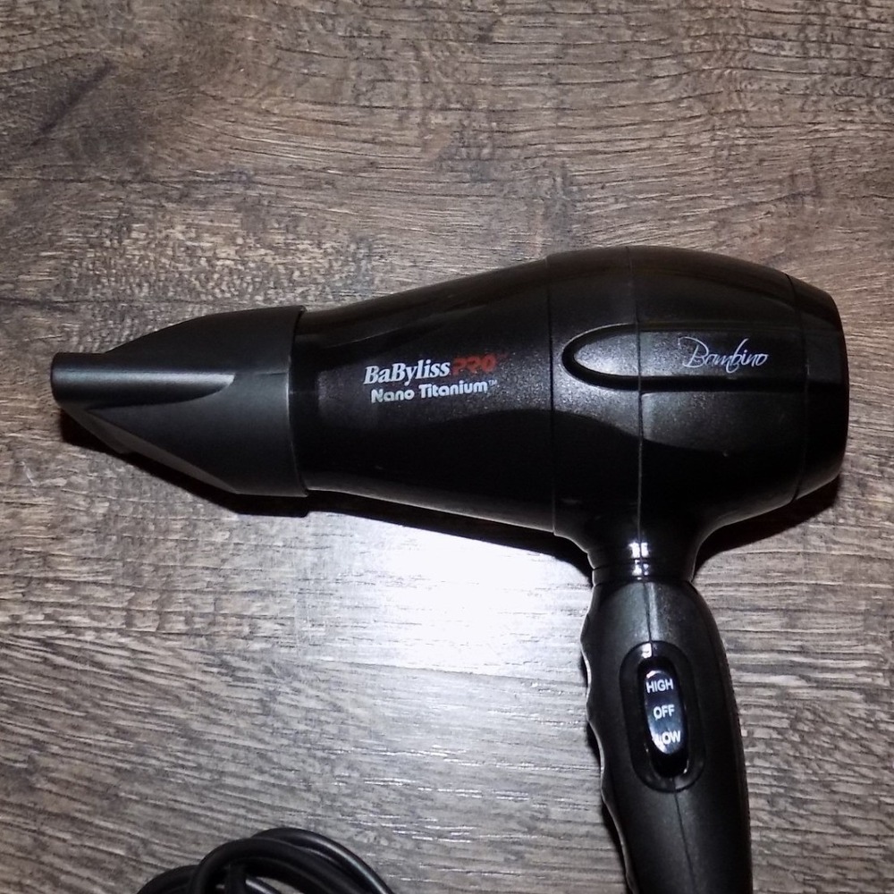 BaBylissPRO Bambino Nano Titanium Travel Hair Dryer Black Good 1000 - Picture 2 of 7